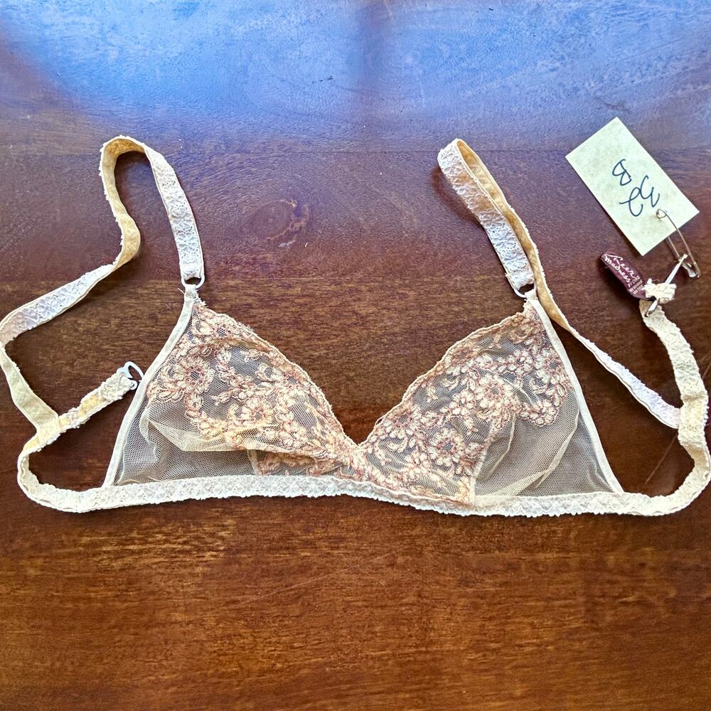 Vintage 1970s Sheer Madness by Cira Floral Lace Soft-Cup Bra 32 Retro Lingerie